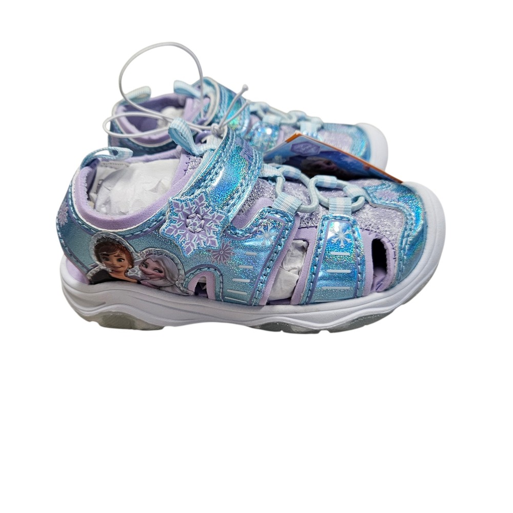 Disney Frozen Sandals Kids‎ Size 7 Blue Purple Light Up Elsa Anna Sparkle Shoes